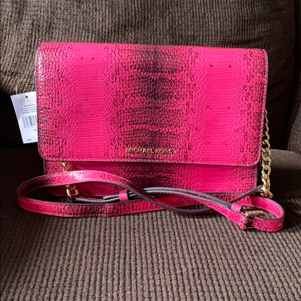 Michael Kors snakeskin pink crossbody